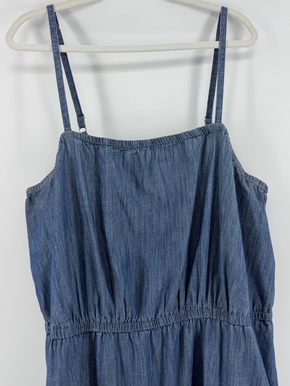 Lane Bryant Tiered Blue Denim Chambray Midi Sundress 20 - Picture 2 of 8